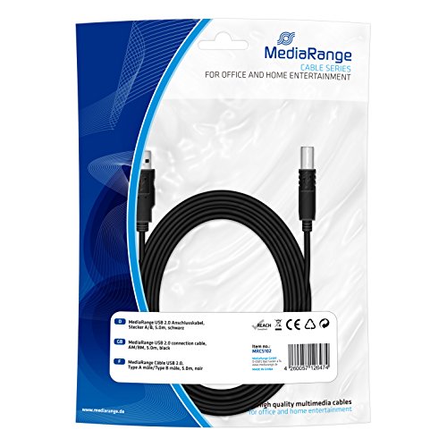 MediaRange MRCS102 USB Kabel, A/B 5m Version 2.0 Schwarz von MediaRange