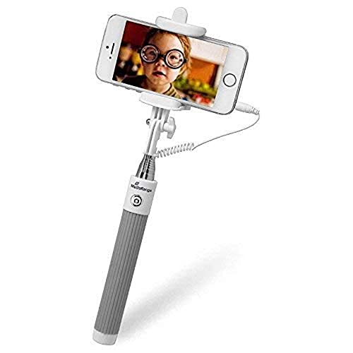 MediaRange MRMA204 Selfie-Stick Universal mit Kabel grau-weiß von MediaRange