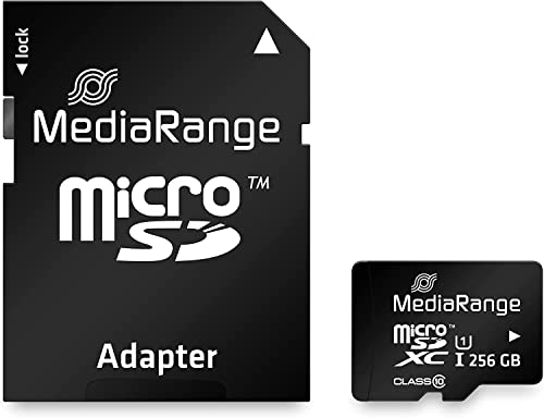 MediaRange Micro SDXC Speicherkarte mit SD Adapter 256GB - Geschwindigkeit Klasse 10, Lesegeschwindigkeit bis 80 MB/s, externer Datenspeicher für Mobile Endgeräte wie Digitalkameras oder Smartphones MediaRange Micro SDXC Speicherkarte mit SD Adapter 256GB - Geschwindigkeit Klasse 10, Lesegeschwindigkeit bis 80 MB/s, externer Datenspeicher für Mobile Endgeräte wie Digitalkameras oder Smartphones von MediaRange