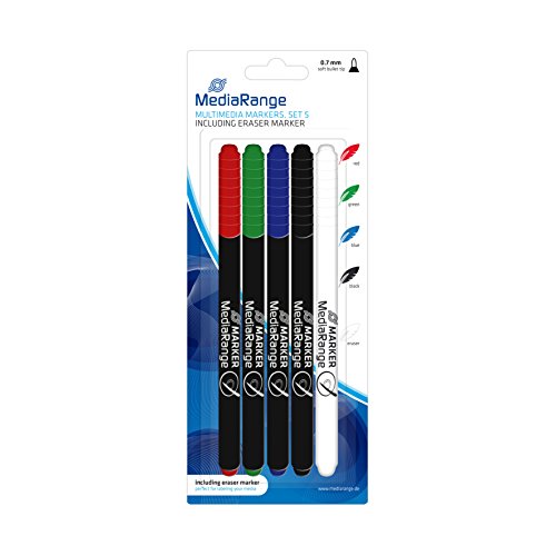MediaRange Multimedia Markerset, mit Löschstift, 5er Set von MediaRange