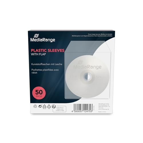 MediaRange Plastiktaschen für 1 Disc, mit Lasche, transparent, 50er Pack von MediaRange