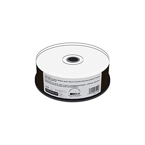 MediaRange Professional Line BD-R 25GB 6-fache Schreibgeschwindigkeit, vollflächig bedruckbar (Thermo-Retransfer), Proselect Weiß, voll Metallisiert, 25er Cakebox von MediaRange