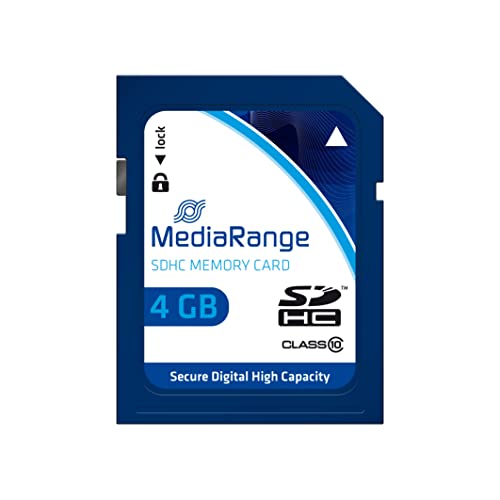 MediaRange SDHC Speicherkarte 4GB - Geschwindigkeit Klasse 10, Lesegeschwindigkeit bis 15 MB/s, externer Datenspeicher für mobile Endgeräte wie Digitalkameras oder Smartphones von MediaRange
