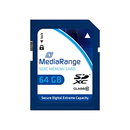 MediaRange SDXC Speicherkarte 64GB - Geschwindigkeit Klasse 10, Lesegeschwindigkeit bis 60 MB/s, externer Datenspeicher für mobile Endgeräte wie Digitalkameras oder Smartphones von MediaRange