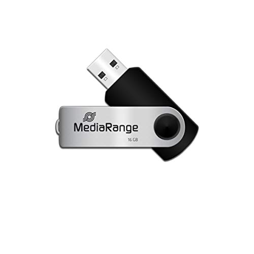 MediaRange USB 2.0 Speicherstick 16GB - Mini USB Flash-Laufwerk mit sicherem Drehkappengehäuse, externe Speichererweiterung mit Lesegeschwindigkeit von bis zu 17 MB/s, Farbe Schwarz von MediaRange
