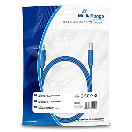 MediaRange USB 3.0 Anschlusskabel, Stecker A/B, 1.8m, blau von MediaRange