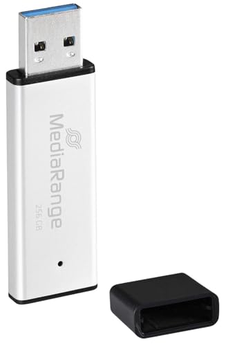 MediaRange USB 3.0 Hochleistungs Speicherstick 256GB - Mini USB Flash-Laufwerk mit hochwertigem Aluminium Gehäuse, externe Speichererweiterung mit Lesegeschwindigkeit von bis zu 300 MB/s, Farbe Silber von MediaRange