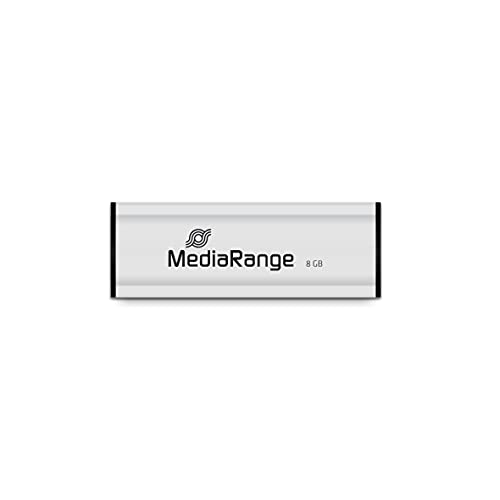 MediaRange USB 3.0 Speicherstick 8GB - Mini USB Flash-Laufwerk mit Schiebemechanismus und Schlüsselanhänger, externe Speichererweiterung mit Lesegeschwindigkeit von bis zu 34 MB/s, Farbe Silber von MediaRange