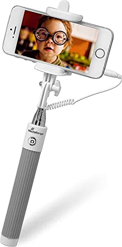 MediaRange Universal Selfie-Stick für Smartphones, mit Kabel, weiß/grau von MediaRange