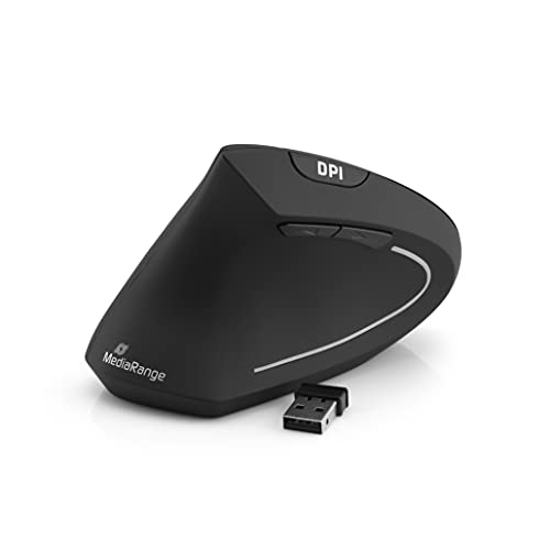 MediaRange ergonomische 6-Tasten Funk-Maus mit optischem Sensor für Linkshänder, schwarz von MediaRange