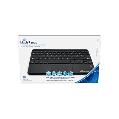 MediaRange kompakte Funk-Tastatur mit 64 Tasten und Touchpad, QWERTY (GR) Tastaturbelegung, schwarz, MROS130-GR, Standard Size von MediaRange
