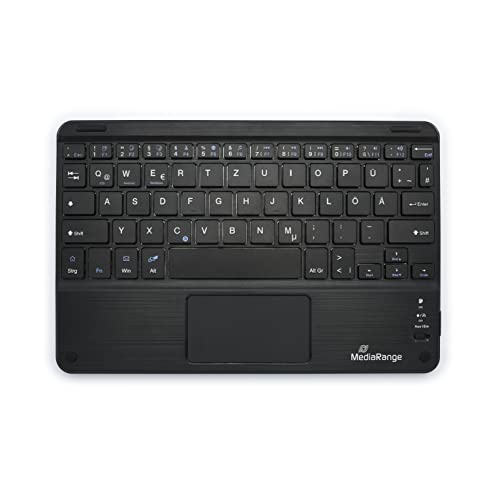 MediaRange kompakte Funk-Tastatur mit 64 Tasten und Touchpad, QWERTZ (DE/AT/CH) Tastaturbelegung, schwarz von MediaRange