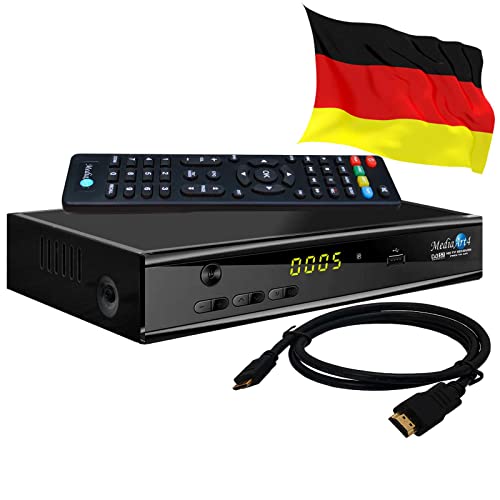 Sat Receiver MEDIAART- 4 bereit Deutsche Senderliste TV/Radio Full HD 1080P Digital HDMI 2xUSB Scart Astra 19°E Neue Modell, AAC-LC Audio Format, DVB-S, DVB-S2 von Mediaart