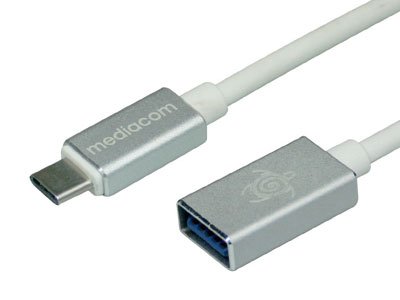 Mediacom M-CU3AFCM USB C USB A männlich weiblich weiß USB-Kabel – USB-Kabel (USB C, USB A, 3.0 (3.1 Gen 1), weiß) von Mediacom