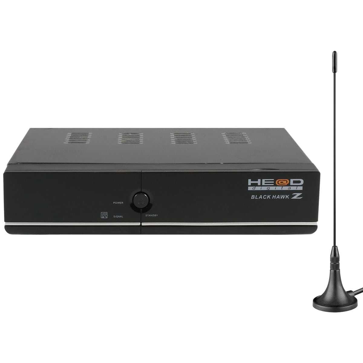 Medialink Head Black Hawk Z Full HD DVB-T2 Receiver mit DVB-T Antenne (1080p H.265 HDMI SCART) von Medialink