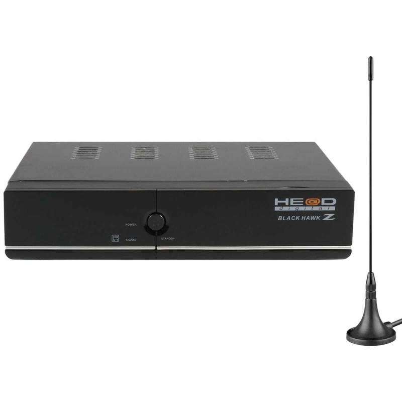 Medialink Head Black Hawk Z Full HD DVB-T2 Receiver mit DVB-T Antenne (1080p H.265 HDMI SCART) von Medialink