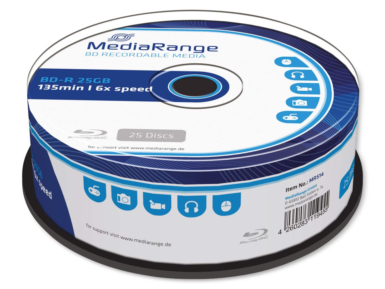 MEDIARANGE Blu-Ray Disc MR514, 25er Cakebox von Mediarange
