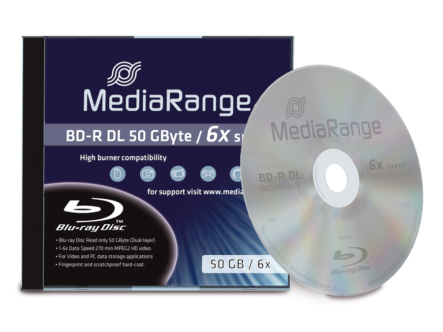 MEDIARANGE Blu-ray Disc BD-R 50 GB, Jewel Case von Mediarange