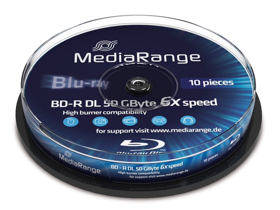 MEDIARANGE Blu-ray Disc BD-R 50 GB, Spindel, 10 Stück von Mediarange