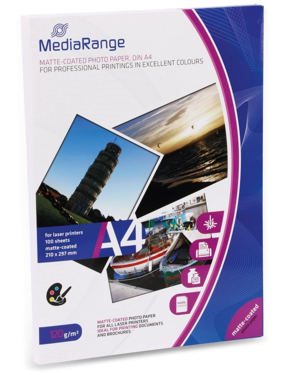 MEDIARANGE Fotopapier DIN A4, 120 g/m², matt, für Laserdrucker von Mediarange