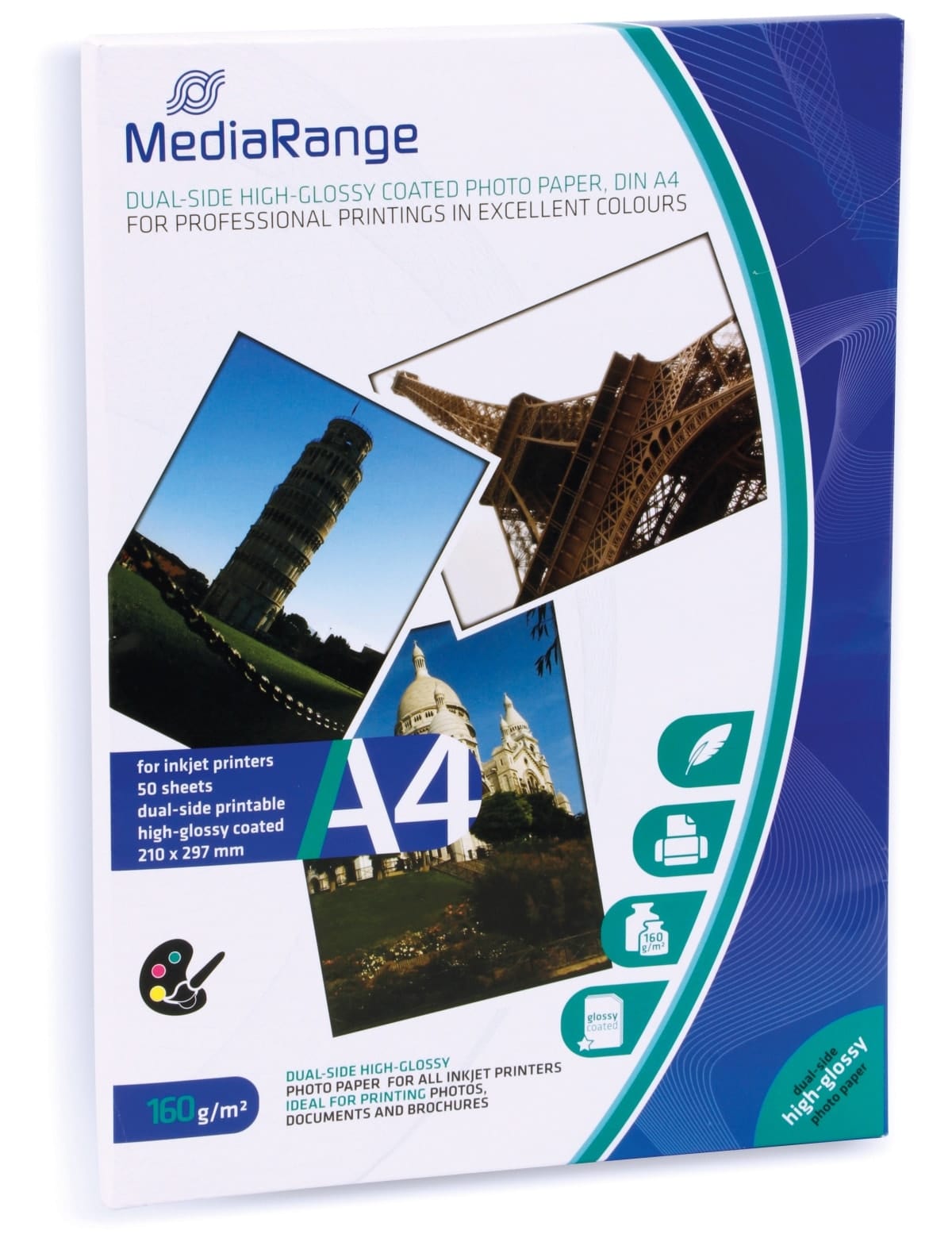 MEDIARANGE Fotopapier DIN A4, 160 g/m², hochglanz, 50 Blatt von Mediarange