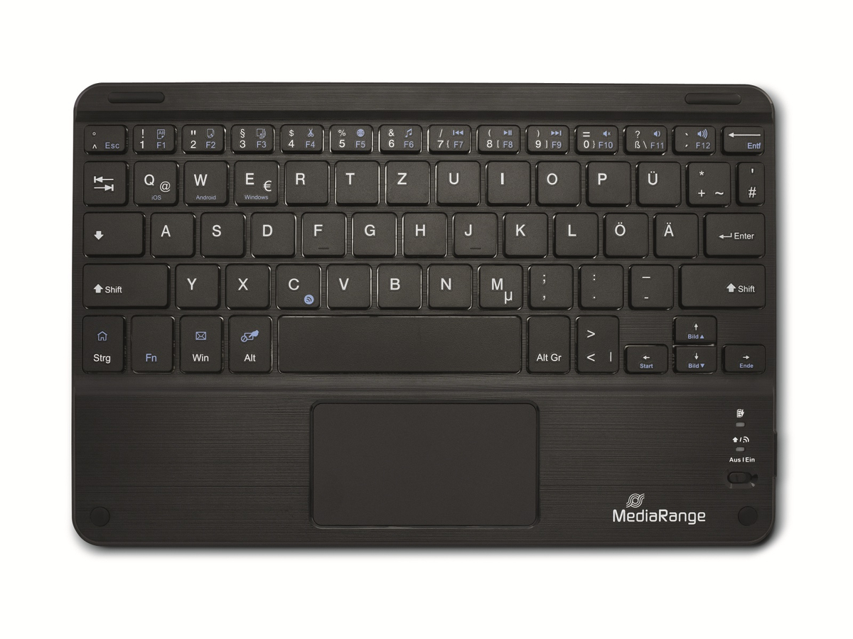 MEDIARANGE Funk-Tastatur MROS130, Touchpad, QWERTZ, schwarz von Mediarange