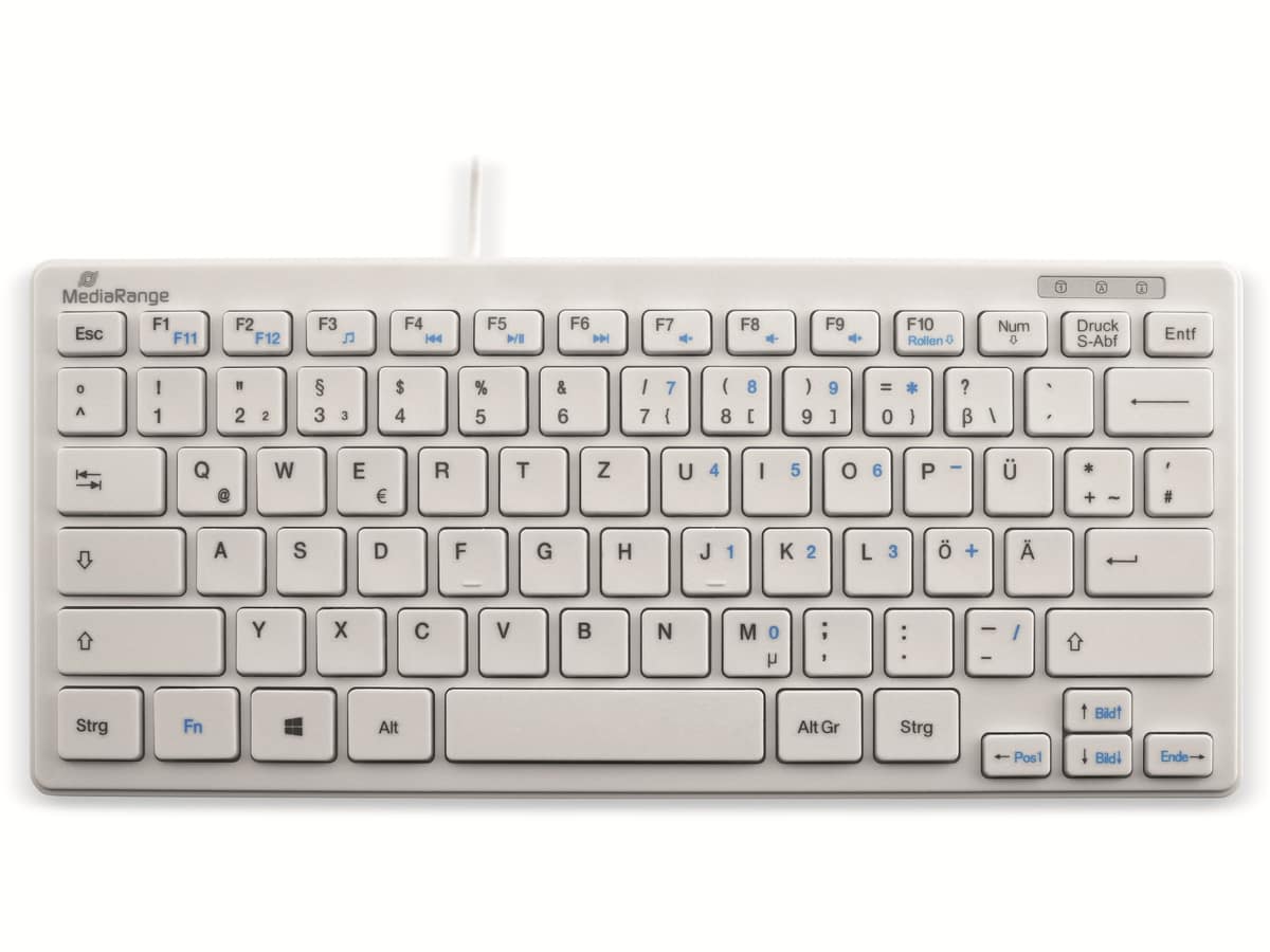 MEDIARANGE USB-Tastatur MROS113, kompakt, flache Tasten, QWERTZ, weiß von Mediarange