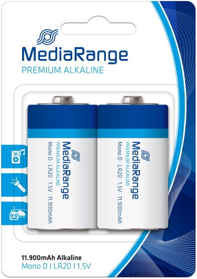 Mediarange 2 Premium D / Mono Alkaline Batterien im 2er Blister Batterie von Mediarange