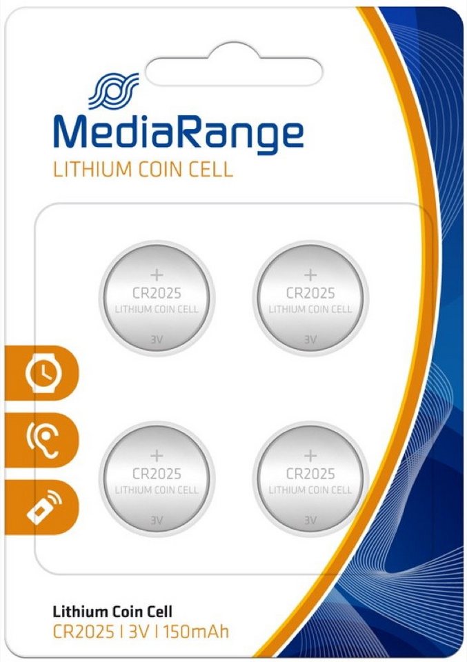 Mediarange 4 Mediarange CR 2025 Lithium Knopfzelle Batterien im 4er Blister Knopfzelle von Mediarange