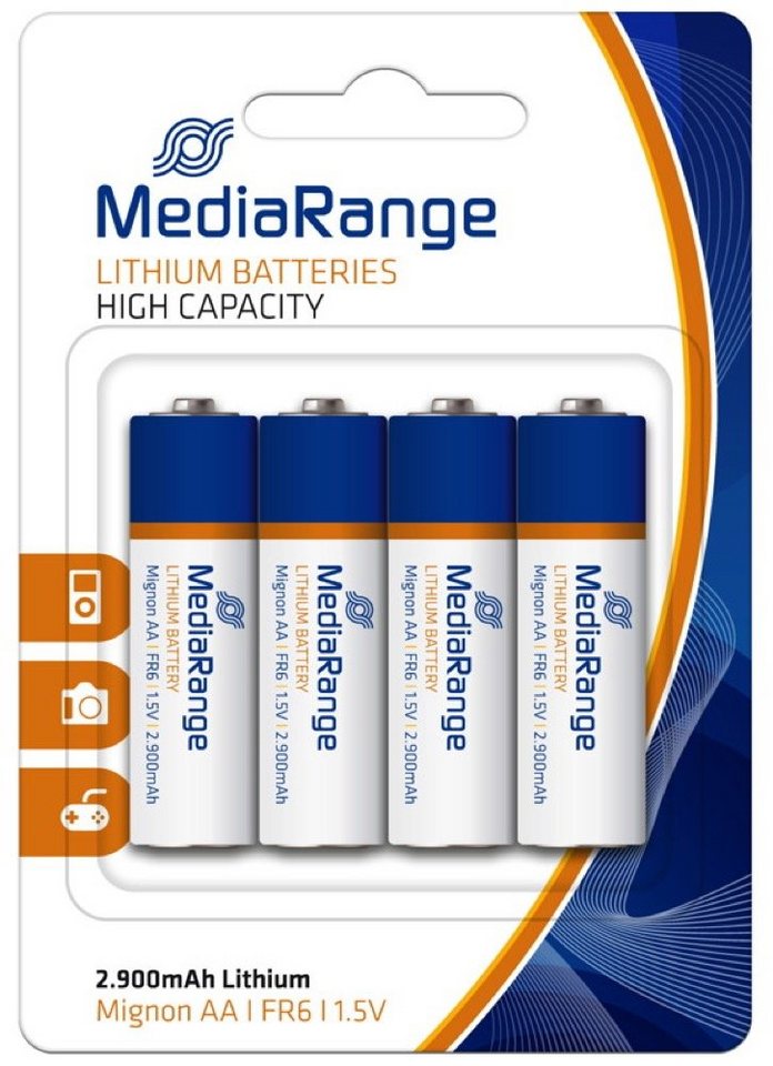 Mediarange 4 Professional AA / Mignon Lithium Batterien im 4er Blister Batterie von Mediarange