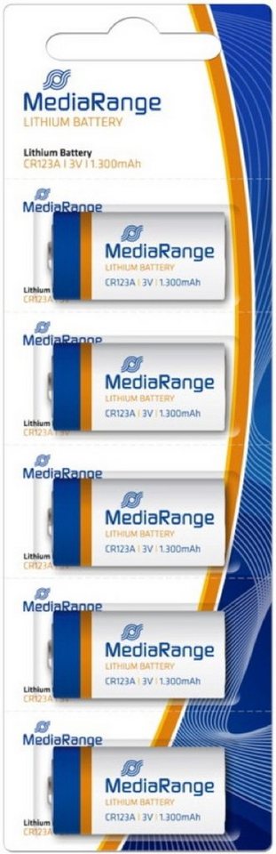 Mediarange 5 Mediarange CR123A Lithium Batterien im 5er Blister Knopfzelle von Mediarange