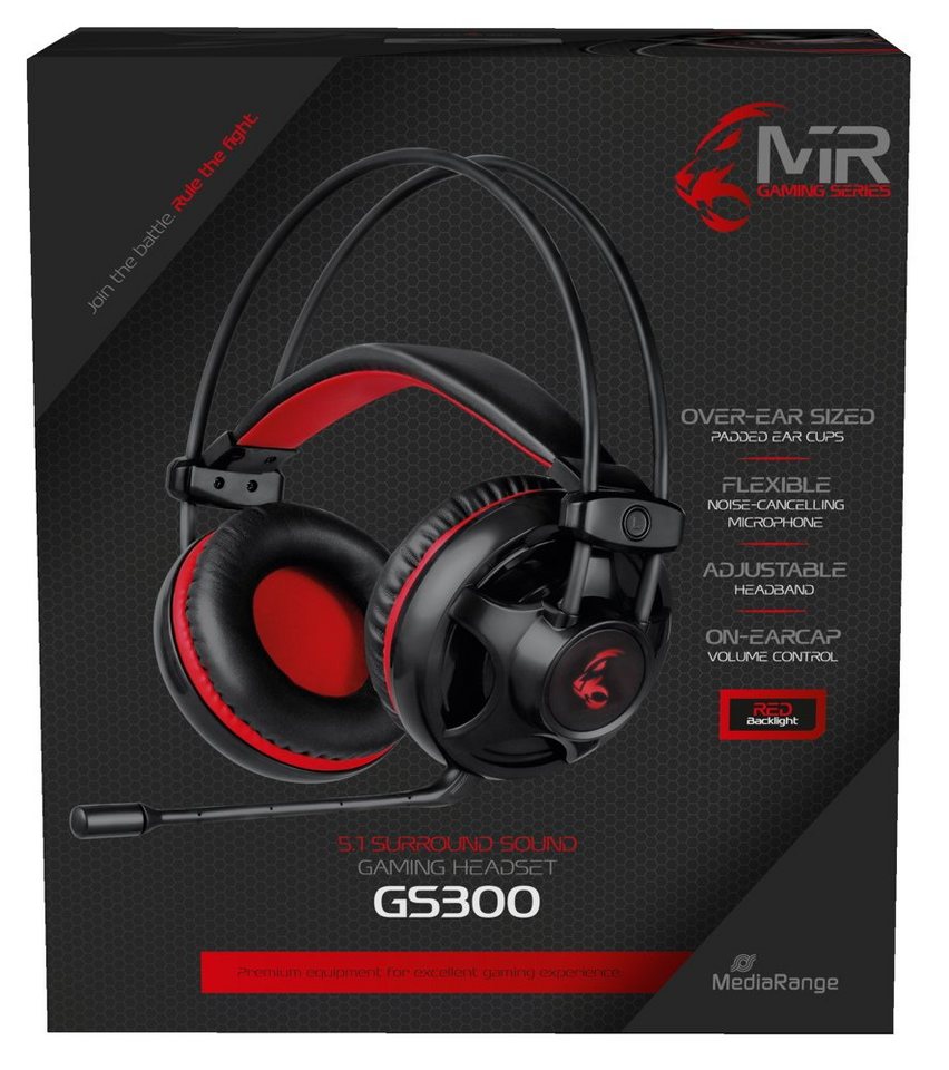 Mediarange 5.1 Surround Sound Gaming Headset mit Lautstärkeregler LED MRGS300 Headset von Mediarange