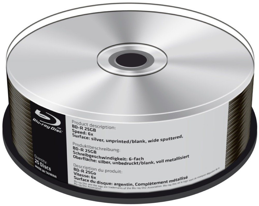 Mediarange Blu-ray-Rohling 25 Mediarange Rohlinge Blu-ray BD-R silver blank 25GB 6x Spindel von Mediarange