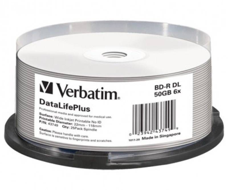 Mediarange Blu-ray-Rohling 25 Professional Rohlinge BD-R DL full printable 50GB 6x Spindel von Mediarange
