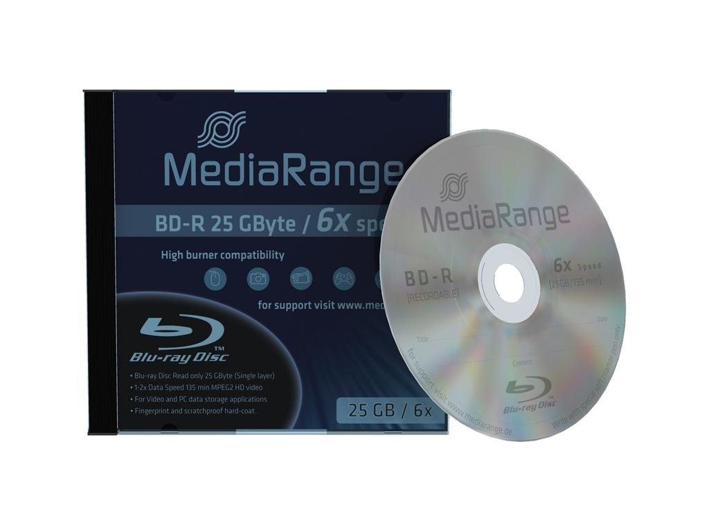 Mediarange Blu-ray-Rohling 5 MediaRange Bluray Rohlinge BD-R 25GB 6x Jewelcase Mediarange Blu-ray-Rohling 5 MediaRange Bluray Rohlinge BD-R 25GB 6x Jewelcase von Mediarange