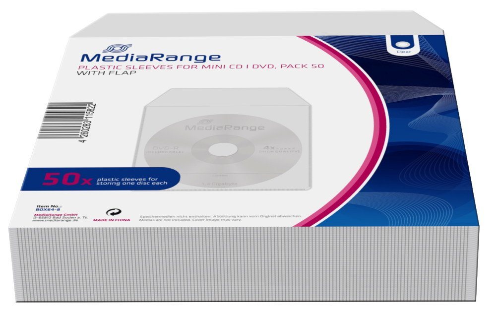 Mediarange CD-Hülle 50 Mediarange Plastiktaschen für je 1 BD / CD / DVD transparent von Mediarange