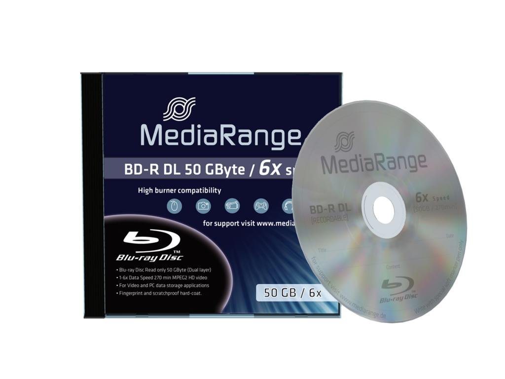 Mediarange CD-Rohling 10 MediaRange Bluray Rohlinge BD-R 50GB 6x Jewelcase von Mediarange