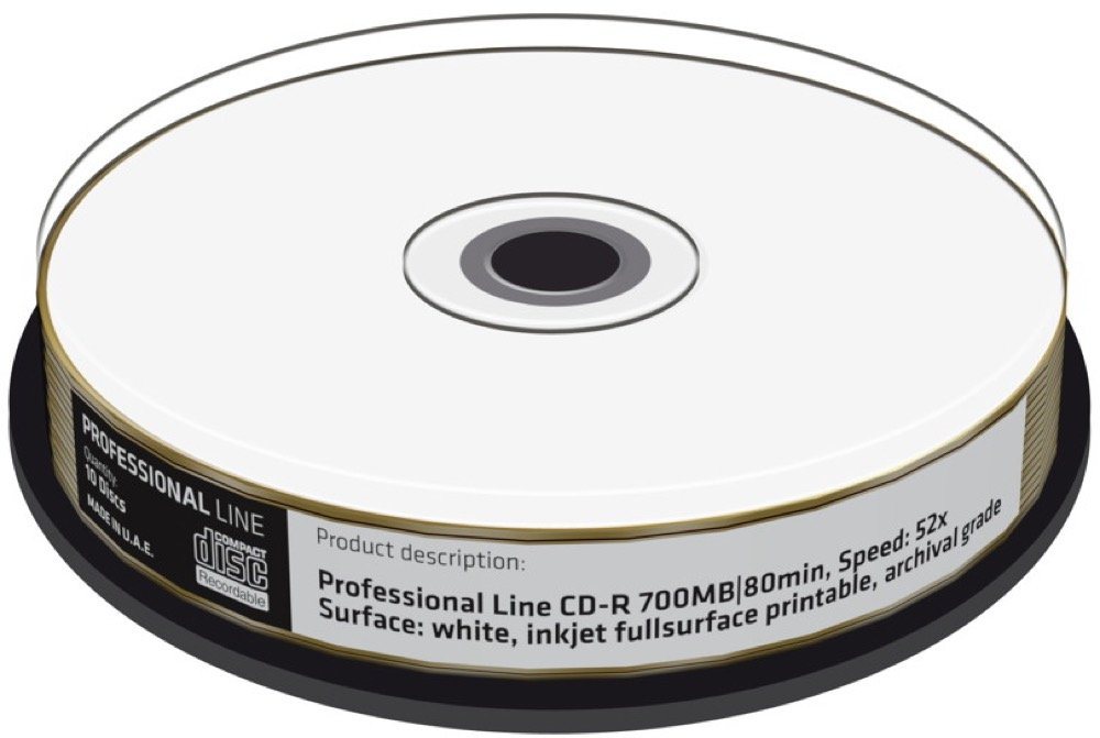 Mediarange CD-Rohling 10 Professional full printable GOLD 24 Karat 80Min 700MB 52x Spindel von Mediarange