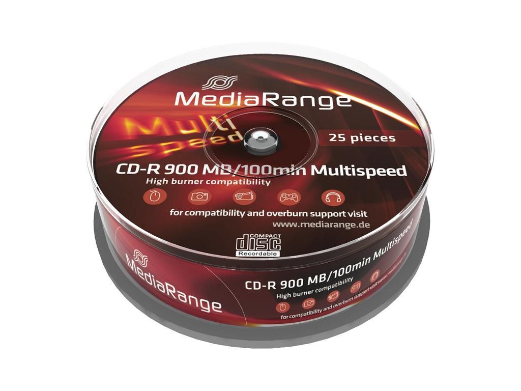 Mediarange CD-Rohling 100 (4x 25) MediaRange Rohlinge Cake25 CD-R 900MB 100min von Mediarange