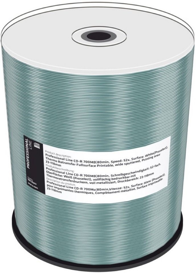 Mediarange CD-Rohling 100 Professional full printable Thermo proselect 52x Spindel von Mediarange