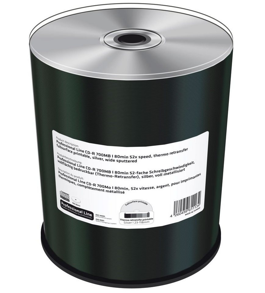 Mediarange CD-Rohling 100 Professional full printable Thermo silver 80Min 700MB 52x Spindel Mediarange CD-Rohling 100 Professional full printable Thermo silver 80Min 700MB 52x Spindel von Mediarange