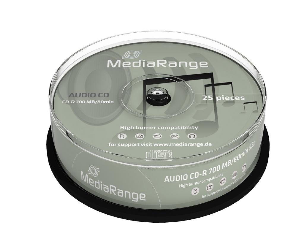 Mediarange CD-Rohling 25 MediaRange Rohlinge Audio CD-R 80min Mediarange CD-Rohling 25 MediaRange Rohlinge Audio CD-R 80min von Mediarange