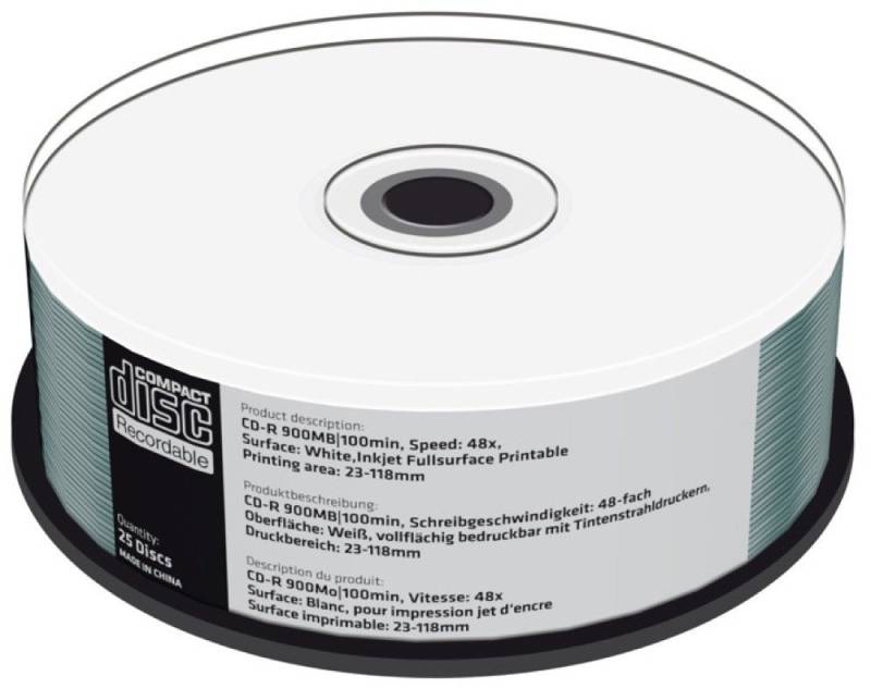 Mediarange CD-Rohling 25 Rohlinge CD-R full printable 100Min 900MB 48x Spindel von Mediarange