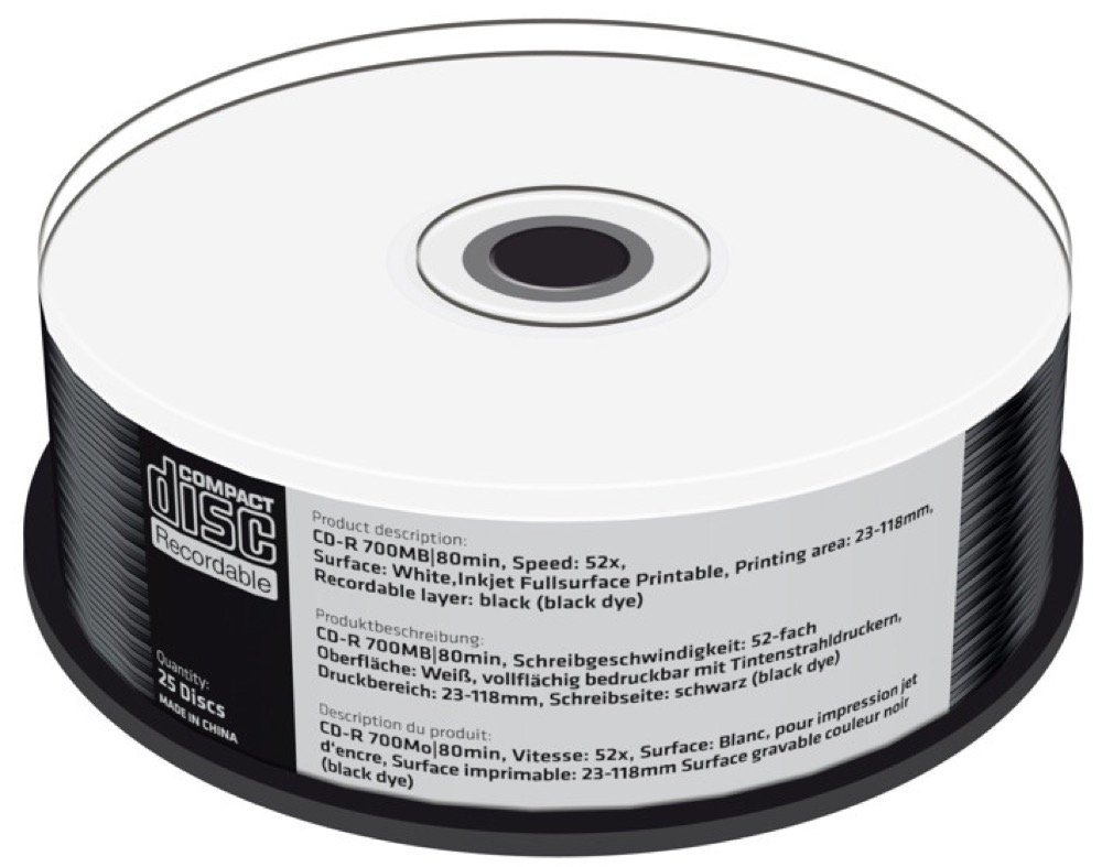 Mediarange CD-Rohling 25 Rohlinge CD-R full printable black dye 80Min 700MB 52x Spindel Mediarange CD-Rohling 25 Rohlinge CD-R full printable black dye 80Min 700MB 52x Spindel von Mediarange