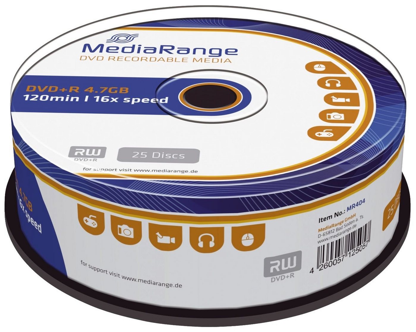 Mediarange CD-Rohling DVD+R - 4.7GB/120Min, 16-fach/Spindel, Packung mit 25 Stück Mediarange CD-Rohling DVD+R - 4.7GB/120Min, 16-fach/Spindel, Packung mit 25 Stück von Mediarange