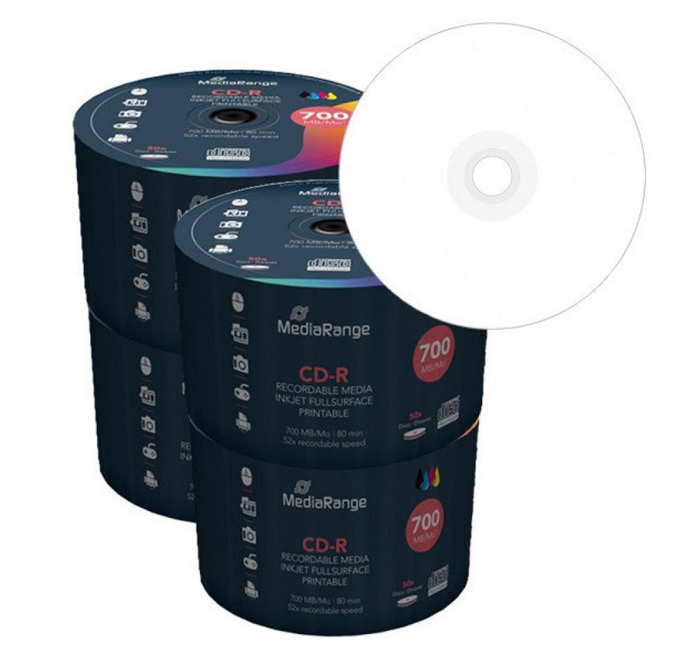 Mediarange CD-Rohling MediaRange CD-R 80 Min, 700 MB 52x fullprintable, inkjet fullsurface p von Mediarange