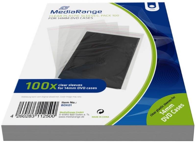 Mediarange DVD-Hülle 100 Mediarange Taschen für 14 mm DVD Hüllen transparent von Mediarange