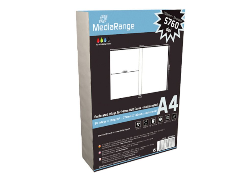 Mediarange DVD-Hülle 250 (5x 50) MediaRange Bluray BD-R Einleger Inlay von Mediarange