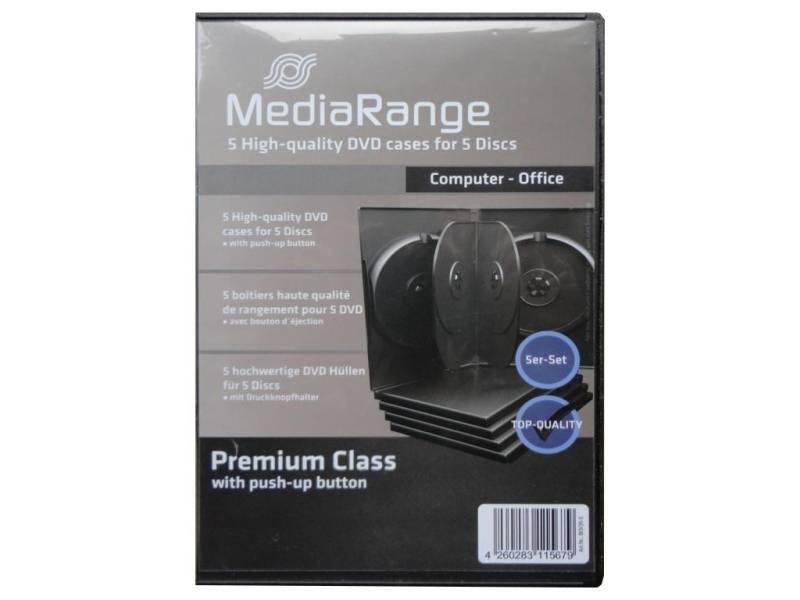 Mediarange DVD-Hülle 25x (5x 5) 5fach 5er DVD CD Box Hülle black von Mediarange