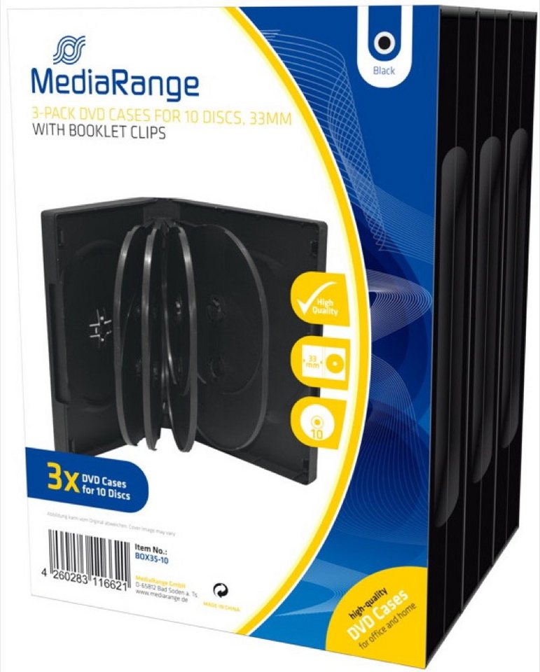Mediarange DVD-Hülle 3 Mediarange DVD Hüllen 10er Box 33 mm für je 10 BD / CD / DVD schwarz von Mediarange